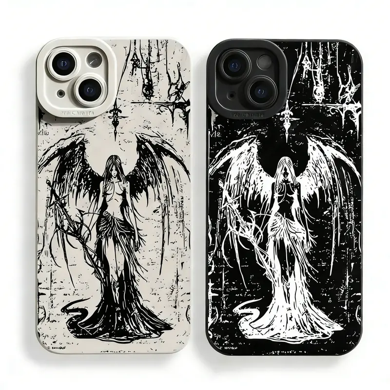 Soft Angel Wings Grip Protective Smartphone Case - Polycarbonate-TPU, Shockproof Drop Protection, Waterproof, Wireless-Ready, Beveled Edges, Precise Fit, Scratch-Safe Shell for iPhone 11,12,12 Mini,13,14 Pro Max,15,16,17 Cellphone Devices Handheld