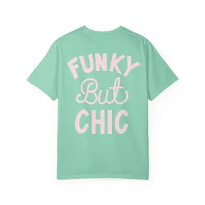 Funky But Chic Tee - Light Bold Playful Short Sleeve Relaxed Fit 100% Ring Spun US Cotton Garment Dyed Durable Construction
