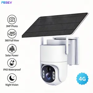 PBSEV Mothersdaygift 3MP Solar-Powered Outdoor Camera,ultra-low power consumption,supports AI detection and tracking of people and packages, 360° horizontal/vertical rotation,two-way audio,night vision,cry/fire alerts,comes with SIM card (no Wi-Fi) IP65