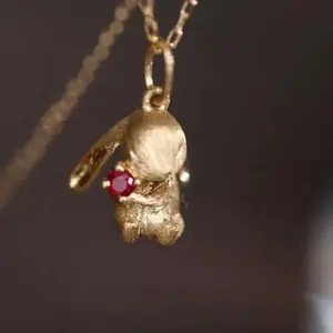New in Cute Rabbit Jewelry Sets Exquisite Fun Matte Ancient Gold Craft Earrings for Women Ring Necklace Gifts to Girlfriend