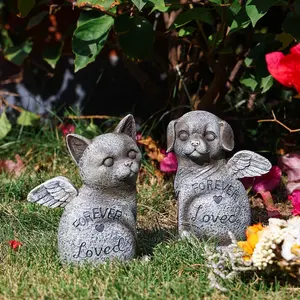Pet Memorial Garden Ornament, Resin Craft Animal Figurine, Outdoor Decorative Pet Grave Marker, Home & Yard Decoration