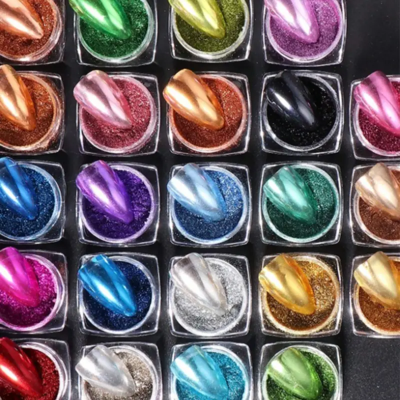 Random Color Magic Mirror Powder, 23pcs/set Metallic Chrome Mirror Nail Glitter Pigment, Luxury Parts Nail Art Decorations, DIY Nail Charms, Nail Supplies, Nail Art Supply, Diy Nail Kit