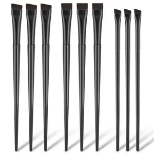9 Pcs Angled Eyeliner and Eyebrow Brush Set Flat Tint Fine Slanted Applicator Ultra Thin Makeup Brush for Eyeshadow and Eyeliner