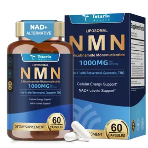 Totaria Liposomal NMN Supplement 1000mg, 14-in-1 NMN Resveratrol Complex with Coenzyme Q10, TMG, Quercetin, ALA, PQQ, Support NAD Levels, Cellular Energy & Healthy Aging, 60 Capsules, GMP, Filler Free