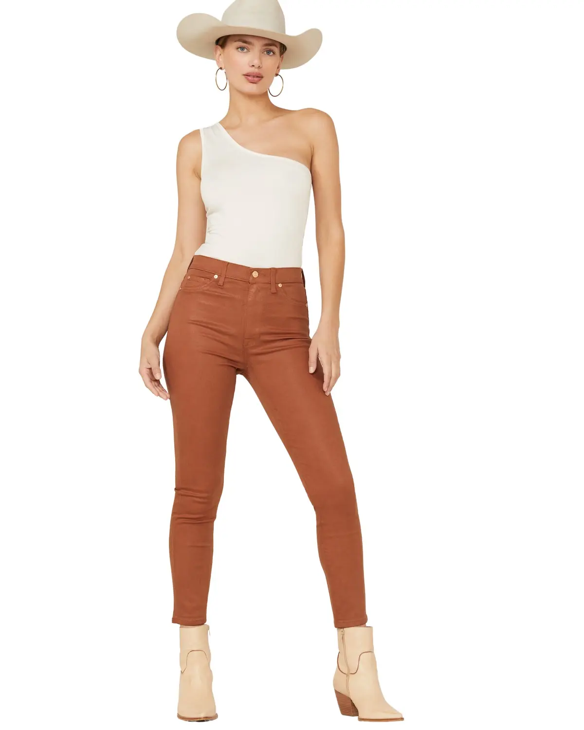 7 For All Mankind Women's Women'S Coated Faux Leather Ankle Skinny Jeans - 7U040352