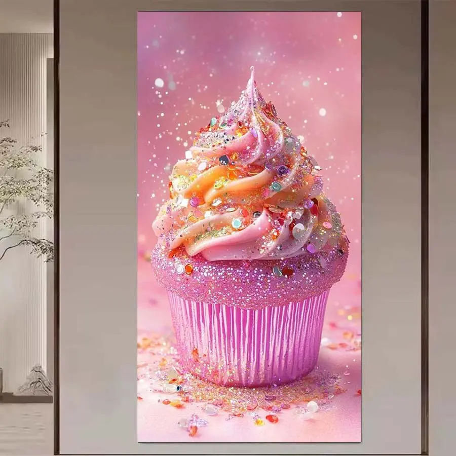 1pcs 5D DIY diamond painting kit, 5D diamond art set, DIY decoration, shiny, paper cup cake, pink diamond painting kit full round drill DIY, mosaic, diamond art, DIY art home decor, Crafts, suitable for Halloween and Christmas.