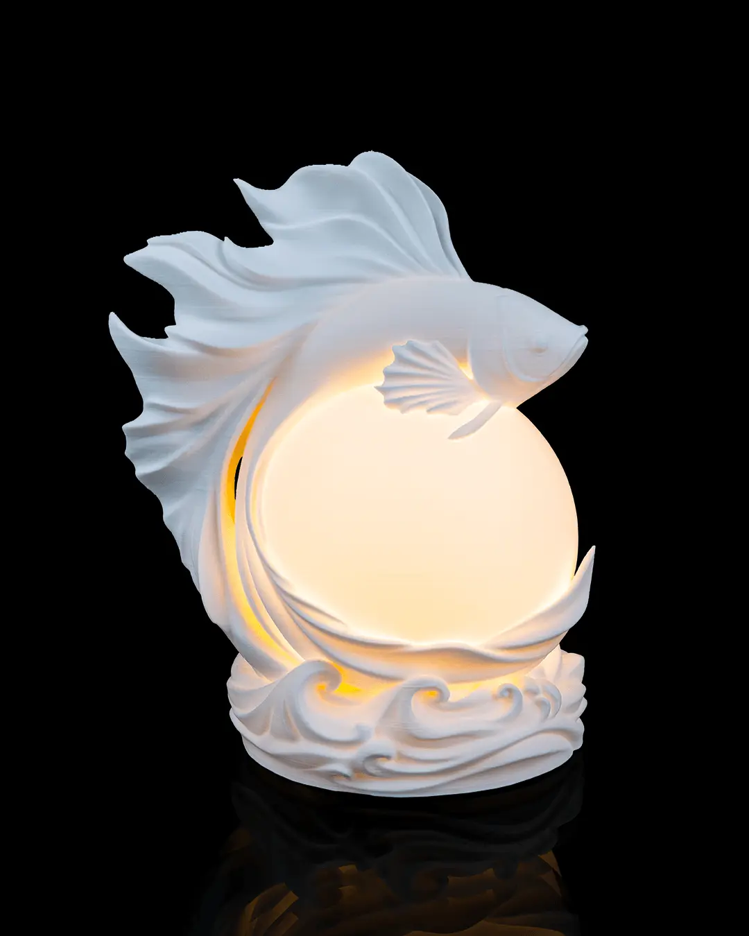 Betta Fish Sphere Lamp Cover - Aquatic Night Light Cover, Ocean Lovers Gift, Unique Fish Room Home Decor (LED Light Not Included), Bedroom Decor