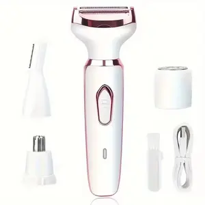 4-In-1 Electric Women's Hair Remover, Body Shaver, Cordless Portable Shaver, Rechargeable Shaver Machine, Pain-Free Wireless Cordless Trimmer, Ideal Gift for Women, Convenient and Efficient Grooming Tool