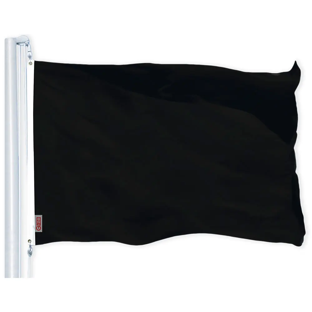 G128 Solid Black Color Flag | 3x5 feet | Printed 150D, Indoor/Outdoor, Vibrant Colors, Brass Grommets, Quality Polyester, Much Thicker More Durable Than 100D 75D Polyester
