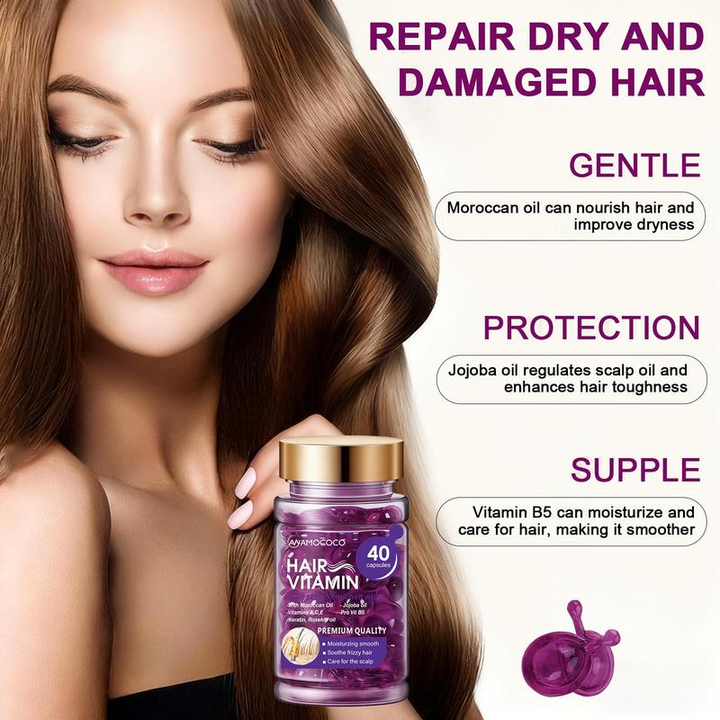 Hair Vitamin Capsules for Color-Treated & Permed Hair Infused with Violet Vitamins & Argan Oil 40 Capsules Nourishes Hair Restores Silkiness and Shine