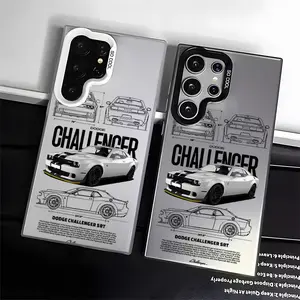 Dodge Challenger SRT Blueprint Aesthetic Design Pattern Casing For iphone 16 15 14 13 12 11 XS 7 8 Plus ProMax Samsung S22 S23 S24 S25 PLUS ULTRA Flaunt Mobile Phone CaseHard TPU PET PC Black Shockproof Protector Fashion Anti-scratch Smartphone Cover