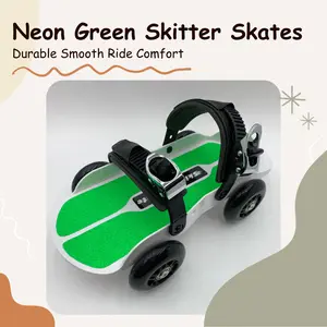 Neon Green Strap-on Skitter Skate - Wearable Roller Skates for Shoes - Adjustable Unisex Street Skates for Indoor/Outdoor Skating