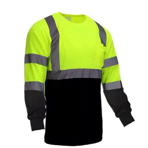 Safety Long Sleeve Shirt - Two Tone, Chest Pocket, High Visibility,Durable Design for Safety