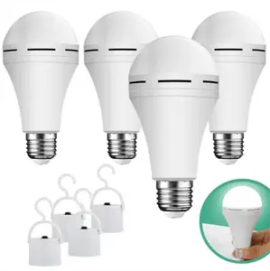 4-Pack E26/E27 Rechargeable Emergency Light Bulbs, 12W (60W Equivalent) 6000K Daylight Battery Powered A LED Bulb with 1200mAh, 120 Volt for Home Power Outage Camping Hurricane A White Led Flashlights