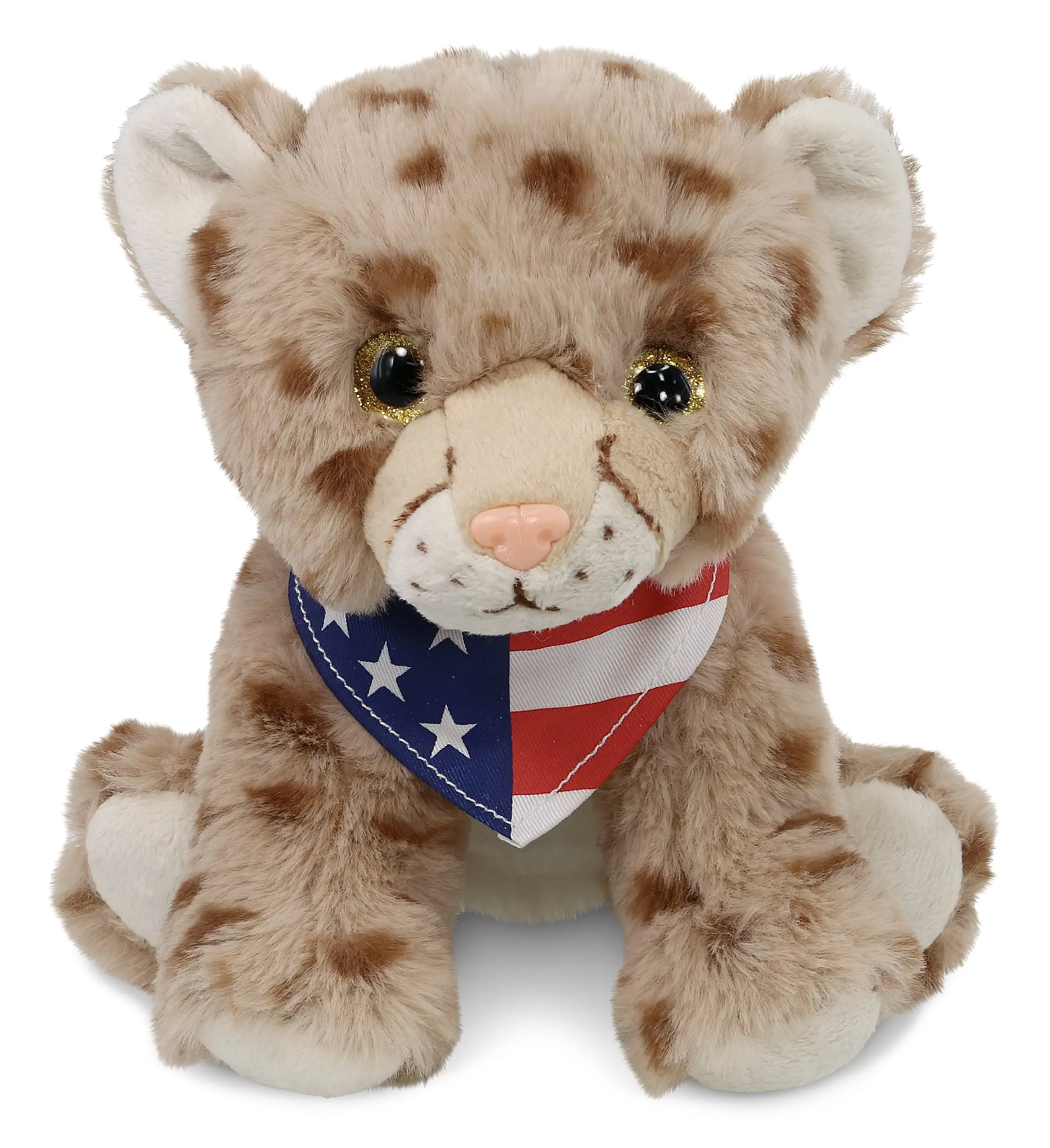 SUPER SOFT PLUSH - SQUAT CHEETAH 8.5 INCH WITH USA FLAG BANDANA