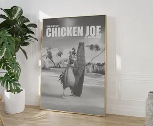 Movie Poster, Surf's Up Black and White Poster, Wall Art, Home Poster, Chicken Joe Poster