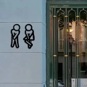 Interesting bathroom signs, minimalist style male and female restroom door decorations, hollow acrylic toilet wall stickers, fun gender indicators suitable for home, restaurants, shops, and public restrooms