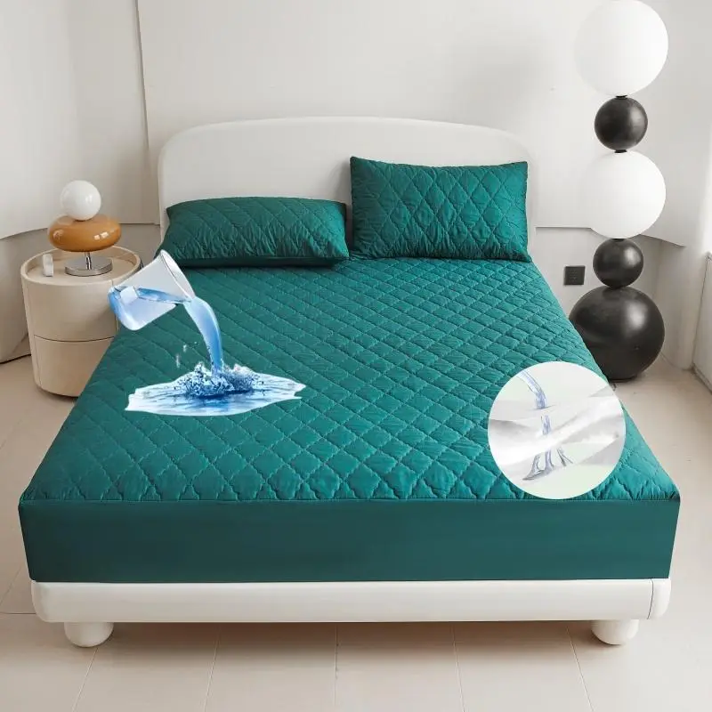 Solid Color Waterproof Mattress Protector Set, 1 Count Fitted Sheet & 1/2 Counts Pillowcase without Filler, Mattress Protector for Home Bedroom, Comfy