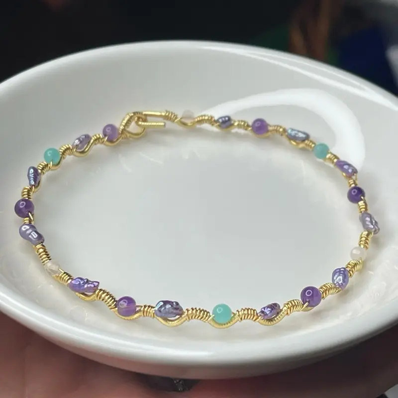 Mermaid - pearl, rose quartz, amazonite, amethyst