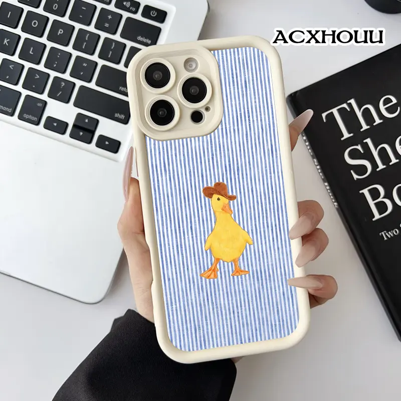 Softcase for iPhone 17 16 E Pro Max 15 Plus 14 13 12 11 XS XR Cowboy Duck Coquette Pastel Design Shockproof Lightweight Protective Case