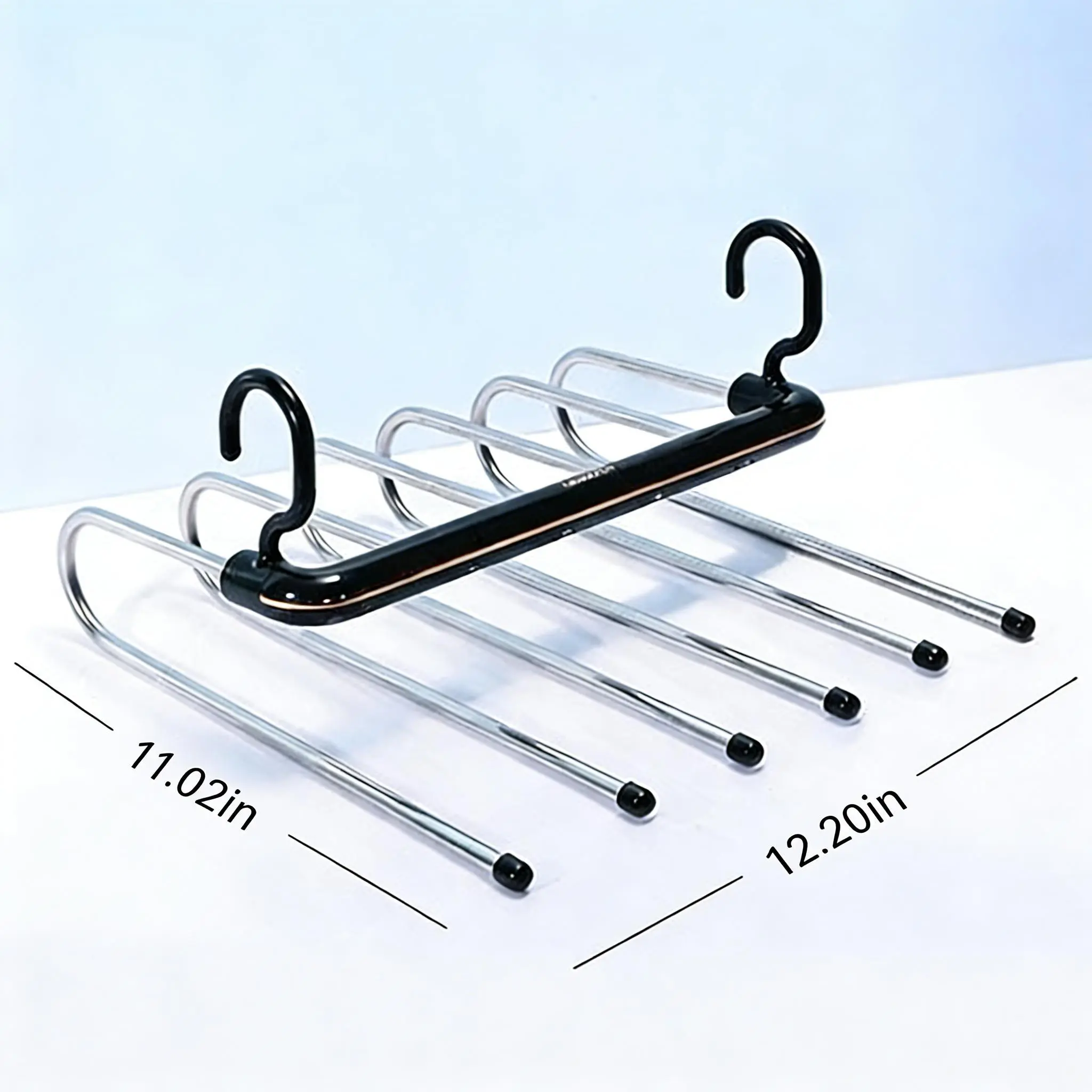 UFORU Durable Layered Stainless Steel Pants Hanger - Clothes Hanger Organizers, Vertical/Horizontal Lightweight 12.0×11.0in Space-Saving Garment Holder for Pants, Jeans, Scarves