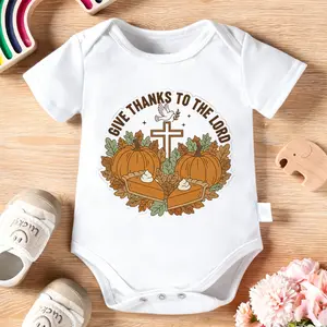 Thanksgiving Pumpkin Pie Baby Bodysuit – Funny Infant 2026 Newborn Clothes, 100% Cotton Jumpsuit for Baby Boys & Girls. Casual Romper with Letter Pattern, Short Sleeve Onesie for Indoor & Outdoor Wear. Perfect Baby Gift
