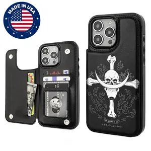 One Piece Whitebeard Army Aesthetic Design  Pattern Casing For iphone 16 15 14 13 12 Plus ProMax Mobile Phone pu Case TPU Leather Card Holder Drop Protection Shockproof Protector Vintage unique Fashion Trend Anti-scratch Stylish soft drink cover