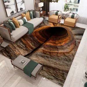 1 Piece of 3D Optical Illusion Perforated Print Decorative Area Rug Natural Landscape Rock Decor Soft Welcome Mat Floor Pad Suitable for Indoor Living Room Bedroom Home Decor