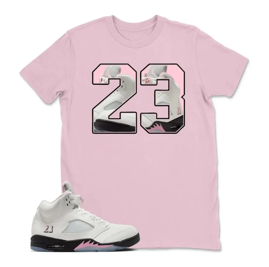 Shirt To Match AJ 5 Soft Pink, Number 23 Sneaker Tees, Jordan 5 Soft Pink 35th Anniversary T-shirt, Pink Outfit Shirt, 100% Cotton, Unisex Top, Casual Everyday Wear