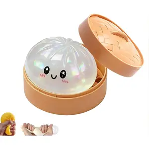 Dumpling Squishy, Squishy Dumpling Toy, Mystery Dumplings Squishies, Easter Gifts, Soft Squeeze Decompression Dough for Adults (Clear White)