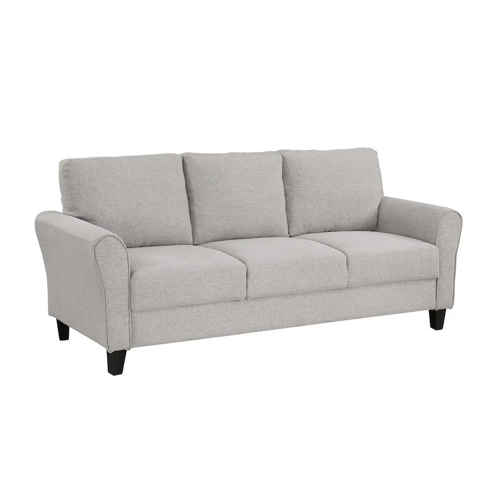Sand Color Upholstered 3-Seater Couch - Elegant Small Indoor Sofa for Living Rooms