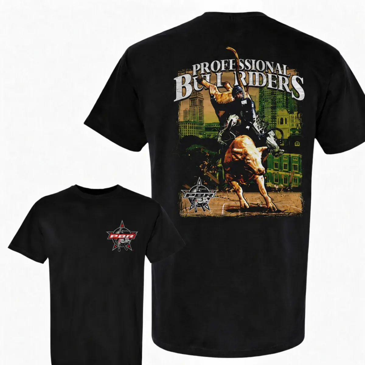 Professional Bull Riders Shirt, PBR Rodeo Bull Riding Tee, Cowboy Western Graphic T-Shirt, Double Sided Rodeo Shirt, Bull Rider Western Apparel, Ranch Cowboy Gift