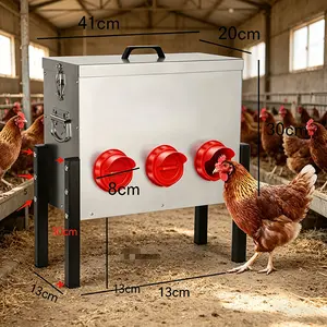 Automatic Chicken Feeder Box with 6 Feeding Ports Anti Waste Poultry Feeder with Locking Lid and Adjustable Legs