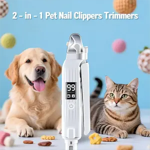 Upgrade 2026 Silent Nail Grinder Cordless for Pets with LED Light,2 in 1 Nail Clipper Trimmer and Grinder for Pets, Quick USB Charge,Suitable for Thick and Long Nails
