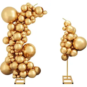 Balloon Arch Kit, Gold Balloon Arch Stand Set of 2, Wedding Arch Frames with Square Base Flower Arch for Birthday, Anniversary Graduation Wedding (7.9FT&6.7FT)