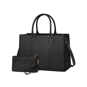 Women's Laptop Bag Set, Mother's Day Gifts, Fashionable Large Capacity Tote Bag with Quilted Wristlet, Professional Office Briefcase, Waterproof Handbag for Business Travel College, Laptop Work Bags