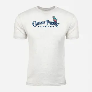 Cabana Parrot Tropical T-Shirt - Casual Short Sleeve Crew Neck Tri-Blend Jersey Summer Medium Length S-2XL