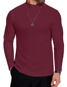 COOFANDY Mens Mock Neck Shirts Fleece Long Sleeve Tops Basic Pullover T-Shirts