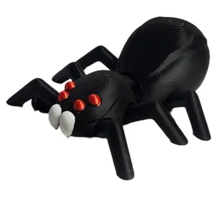 FlexiMech Black Widow Spider 6" Long Fully Articulated 3d Printed Insect Fidget Toy
