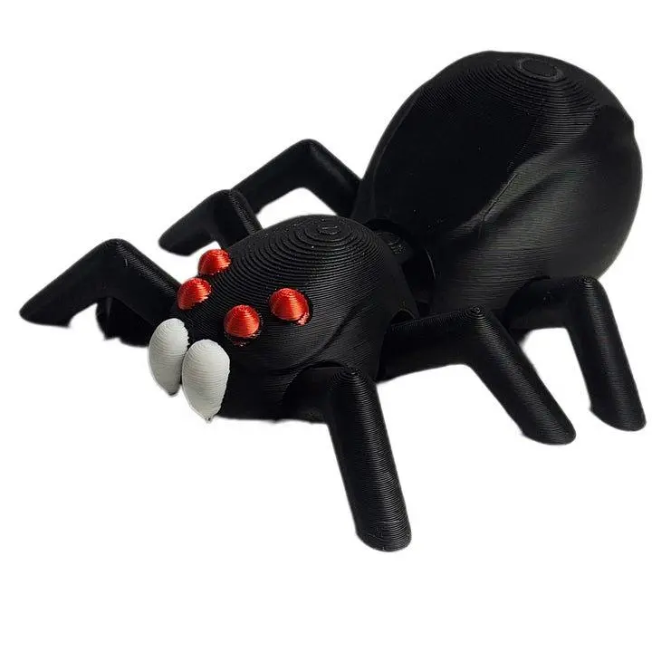 FlexiMech Black Widow Spider 6" Long Fully Articulated 3d Printed Insect Fidget Toy