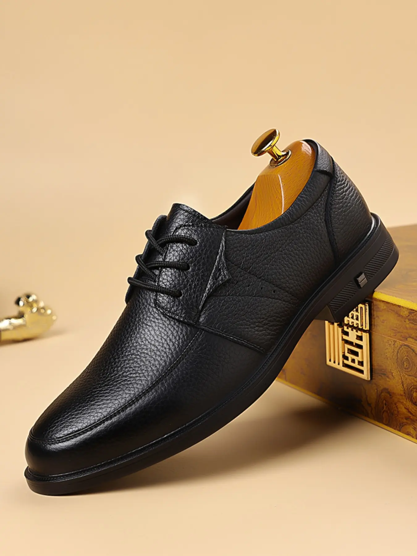 Men's Casual Business Shoes, Microfiber Upper, Rubber Sole, Plain Pattern, All-Season Wear, & Colors, Durable Design