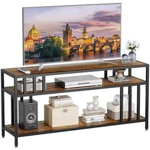 58'' Modern Industrial TV Stand for 65'' TV, Open Storage, Quad-Tube