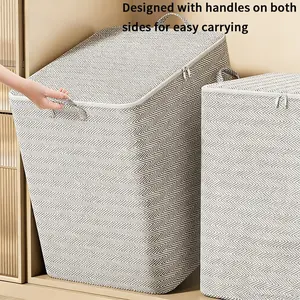 Large Capacity Clothing Storage Bag with Zipper and Handle, Fabric Storage Bag for Blankets Quilts Bedding Closet Organization Moving Use, Portable Storage Bag, Versatile Storage Bag