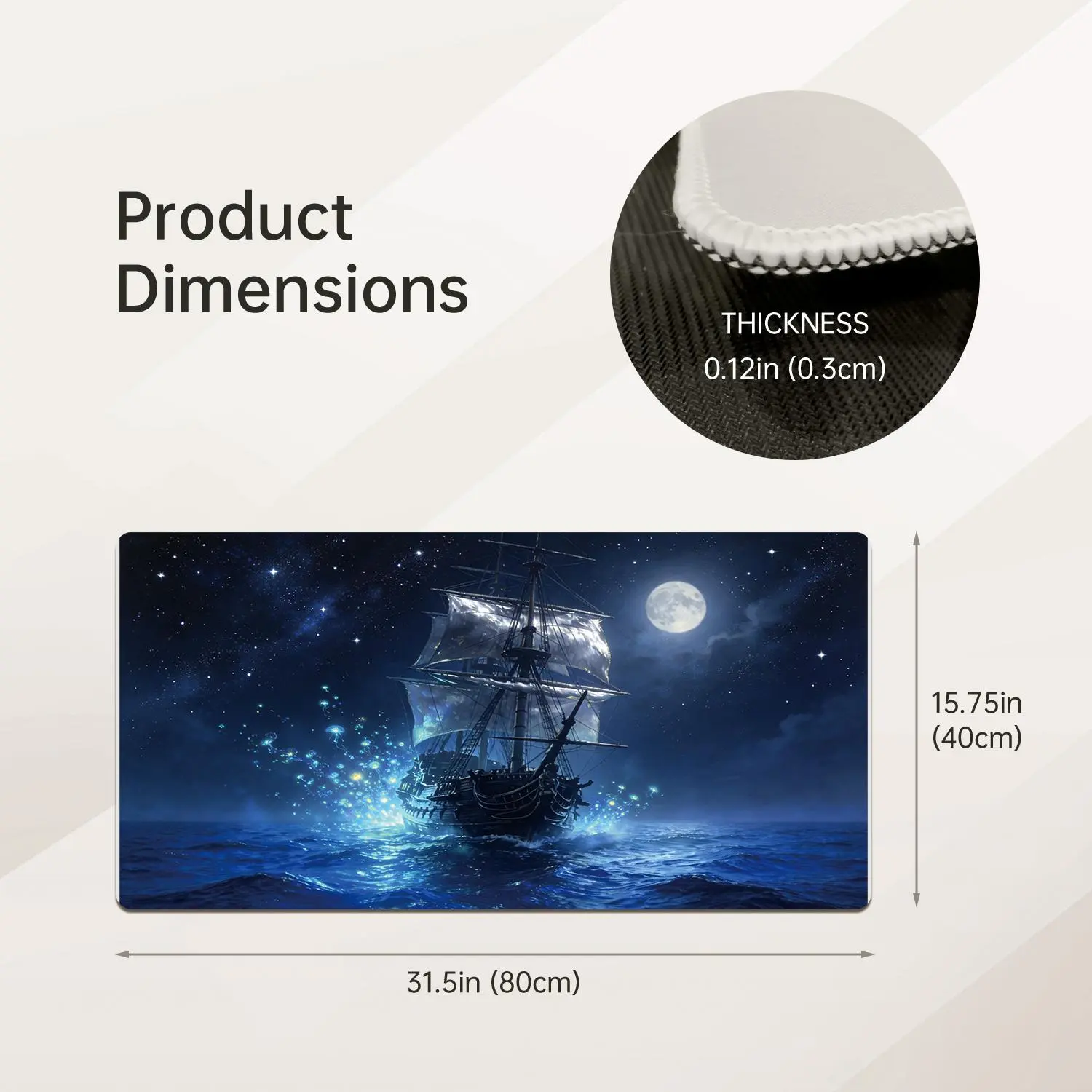 LIVEKEY Starry Night Sailing Custom-Shaped Mouse Pad, 4080 Large Non-Slip Gaming Mouse Mat with Stitched Edges for Precise Control - Aesthetic Desk Accessory for Gamers, Custom-Shaped Mouse Pads