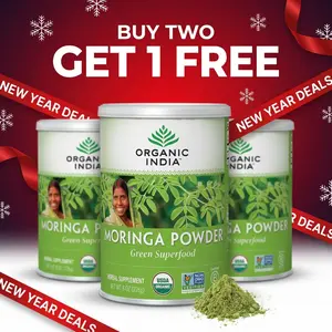 Organic India Moringa Herbal Supplement Powder - Green Superfood, Nutrient Dense, Pure Plant Protein, Vitamin A, E, K, Iron, Calcium, Fiber, Vegan, Gluten-Free, USDA Certified Organic - 8 oz Canister