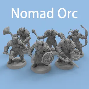 6 Pcs Nomad Orc Squad Miniature Models Set 3D Printed Paintable Miniature for TRPG