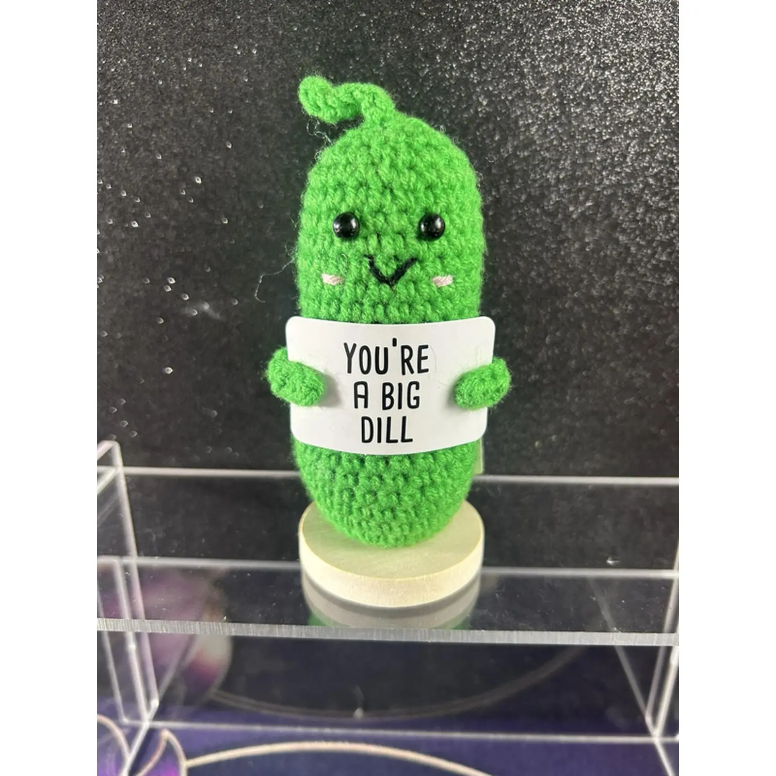 One piece Green Crochet Knitted Pickle Positive Word Figure - You're a Big Dill - Perfect for Gift