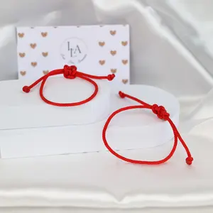 Set de 2 pulseras de hilo rojo del destino - Unisex - Hecho a mano pu leather friendship  bracelet pulsera roja