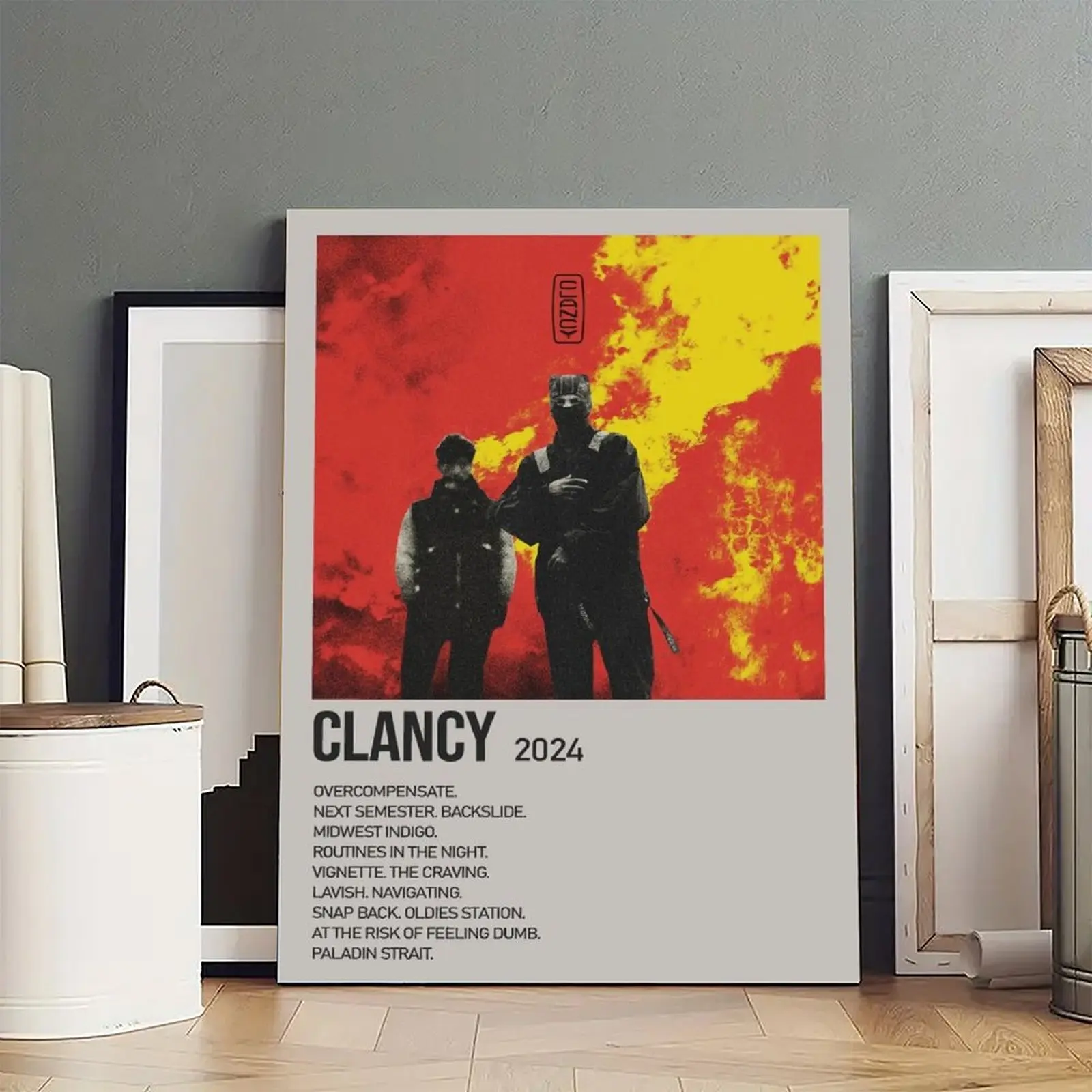 21 Pilots Clancy Artistic Wood-Infused Frameless Canvas Poster - Framed and Unframed Styles, Dustproof Home Decor Wall Art for Wardrobe, Kid Room, Room Aesthetics Hanging Decoration