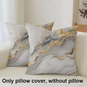 JIT 2PCS 2D Printed Marble, Texture, Golden Window Sill Decorative Pillow Covers, Living Room Bedroom Sofa Decorative Pillow Covers, Party Decorative Pillow Covers, Surprise Gifts for Friends and Family (Pillow Insert Not Included)